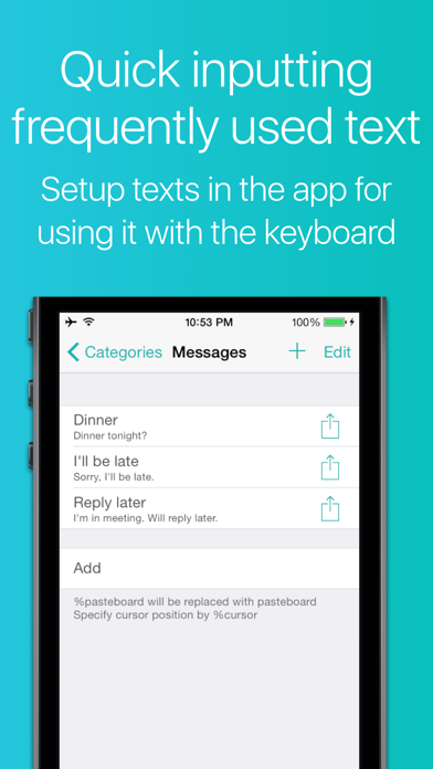 CannedText - Keyboard with frequently used texts screenshot 2