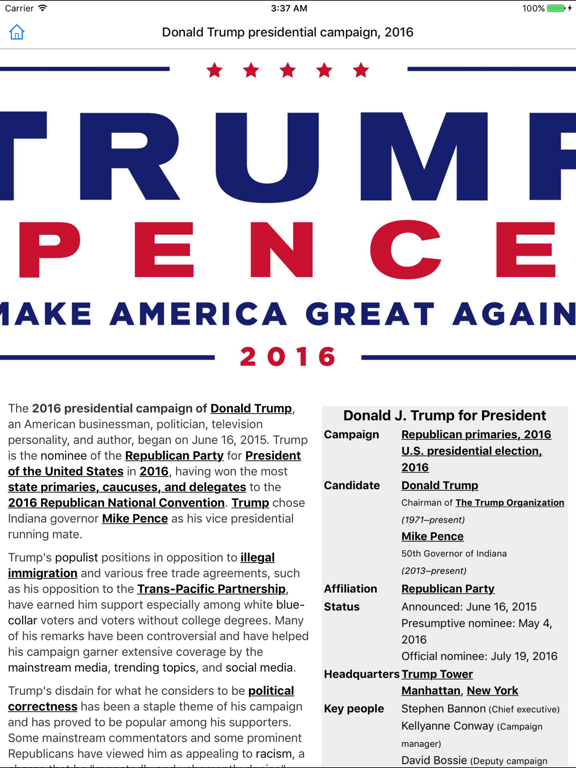 CHI Encyclopedia of Donald Trump iPad screenshot 3 - Education app