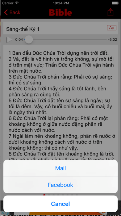 Vietnamese Bible (Audio) iPhone screenshot 5 - Book app