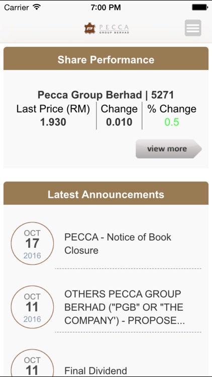 Pecca Group Investor Relations