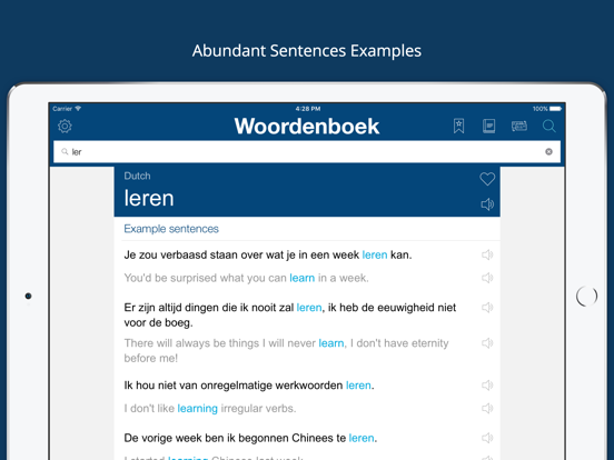 Dutch English Dictionary Pro iPad screenshot 4 - Book app