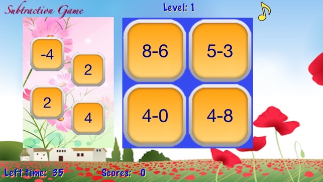 Subtraction math game