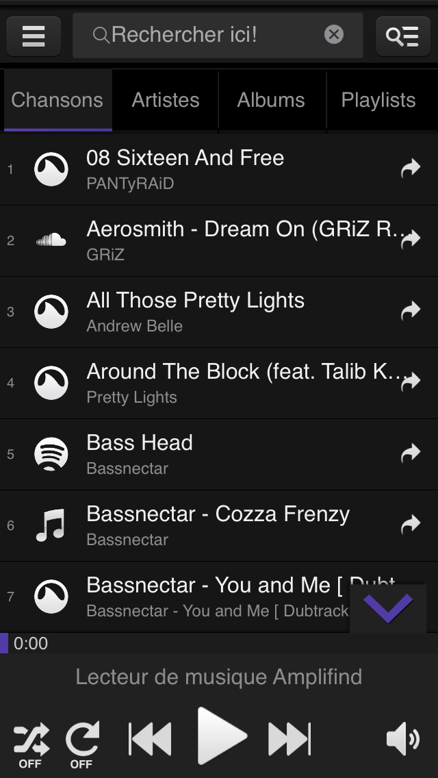Screenshot #1 pour Amplifind Musique Lecteur and Visualiseur
