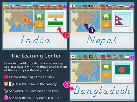 Flags of Asia - Montessori Geography screenshot 2