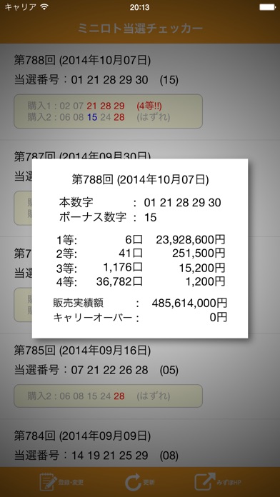 番号 ミニロト 当選