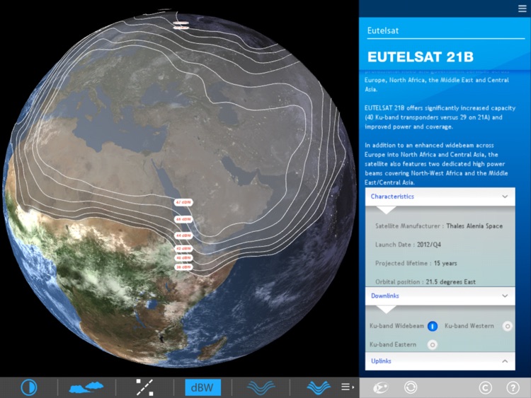 Eutelsat Satellite Coverage Zones
