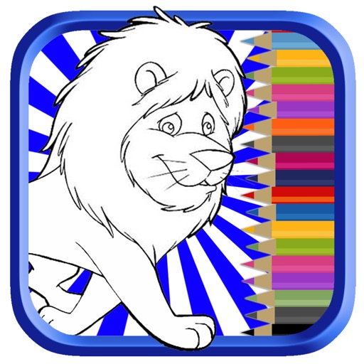 Lion Adventure Day Coloring Page Paint Game Kids icon