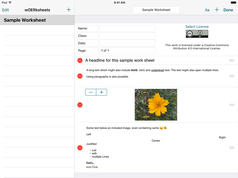 wOERksheets screenshot 2