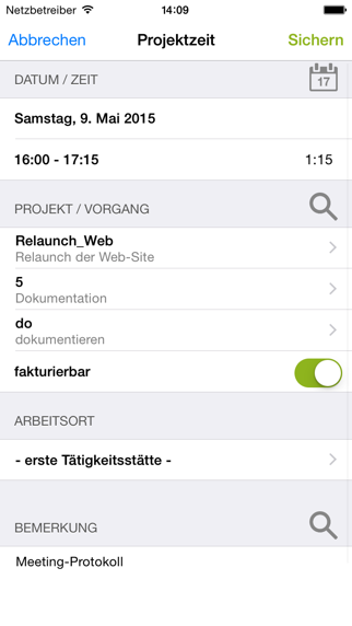 ZEP Timetracking for Projects Screenshot
