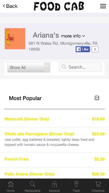 Food Cab Restaurant Delivery Service