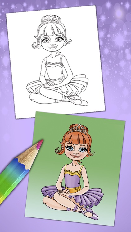 Magical ballerina coloring book pages game