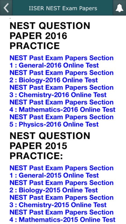 IISER NEST Exam Papers