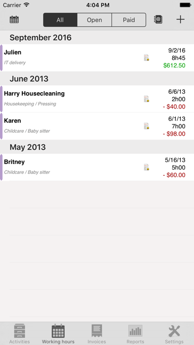 Timesheet, my hours Screenshot