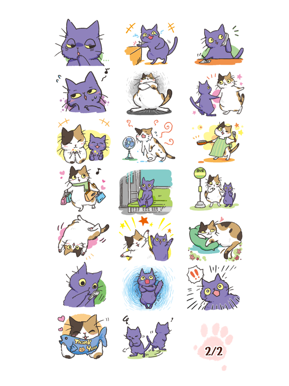 Black Cat and Calico Cat iPad screenshot 3 - Stickers app