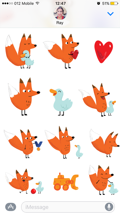 Fox &  Duck by The Catbears iPhone screenshot 3 - Stickers app