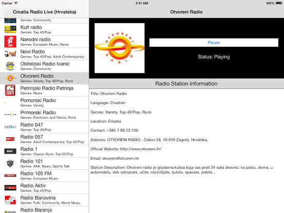 Croatia Radio Live Player (Hrvatska / hrvatski) iPad screenshot