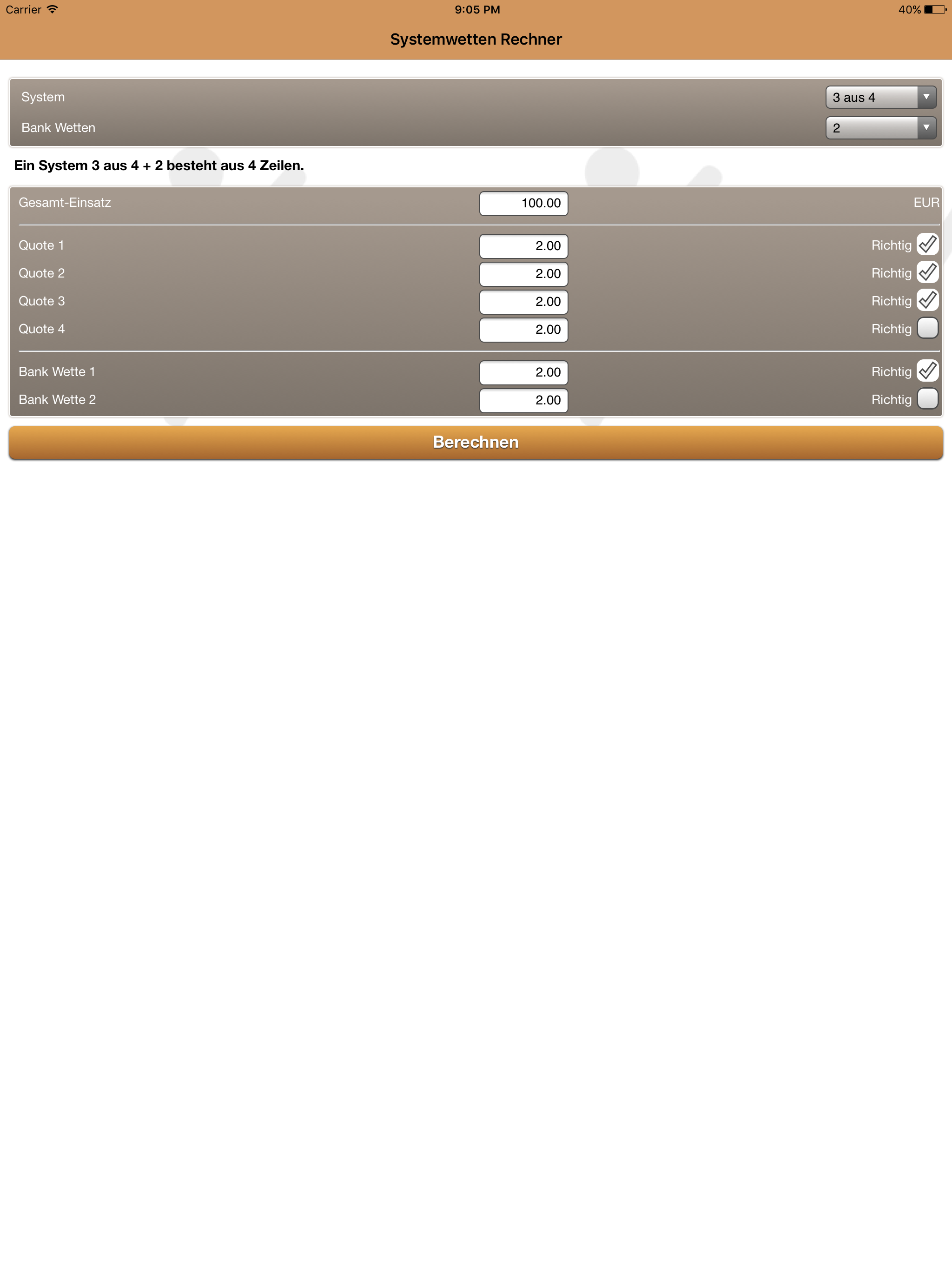 Systemwetten Rechner der Wettbasis screenshot 6