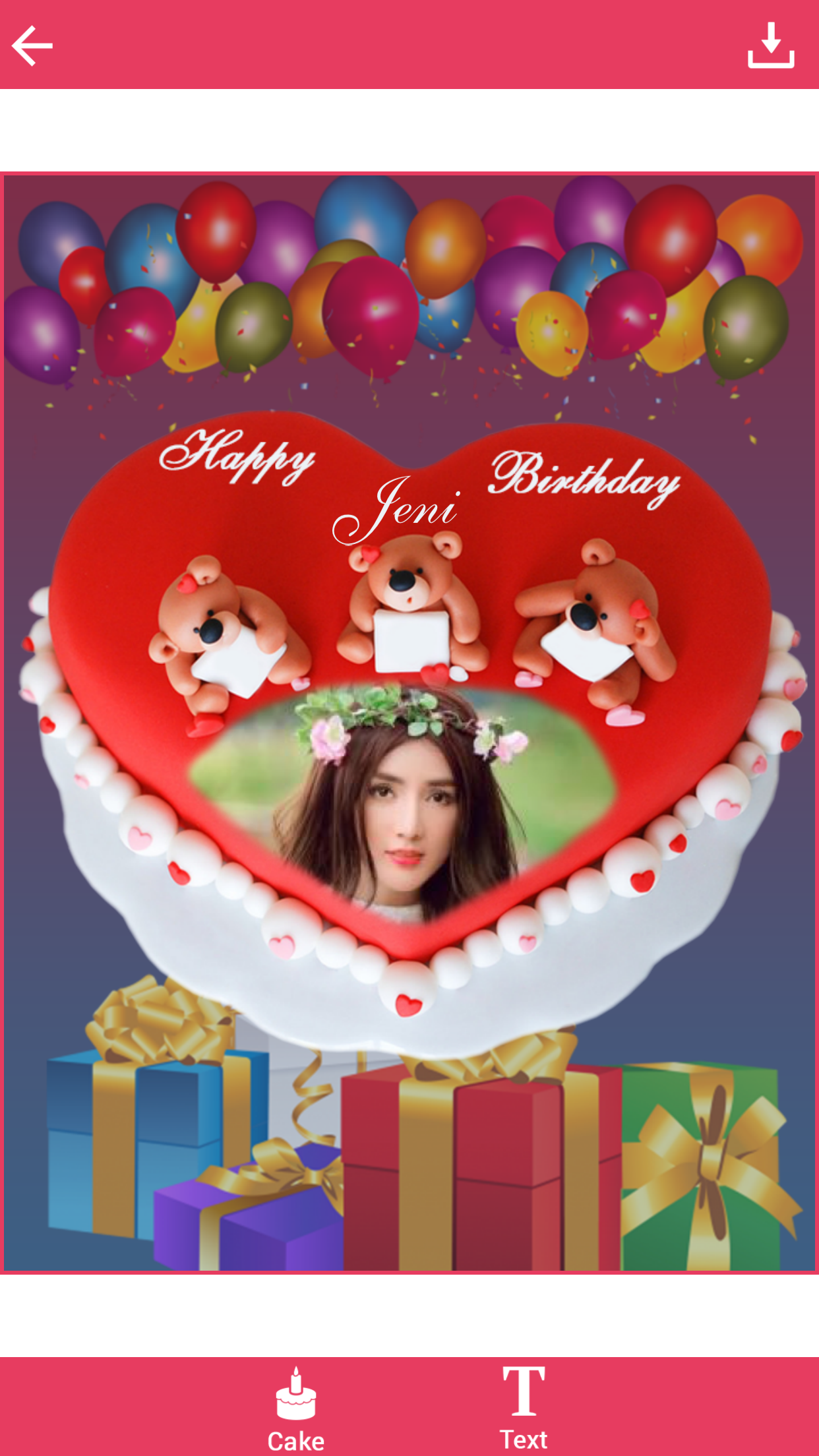 Photo Name on Kids Birthday Cake