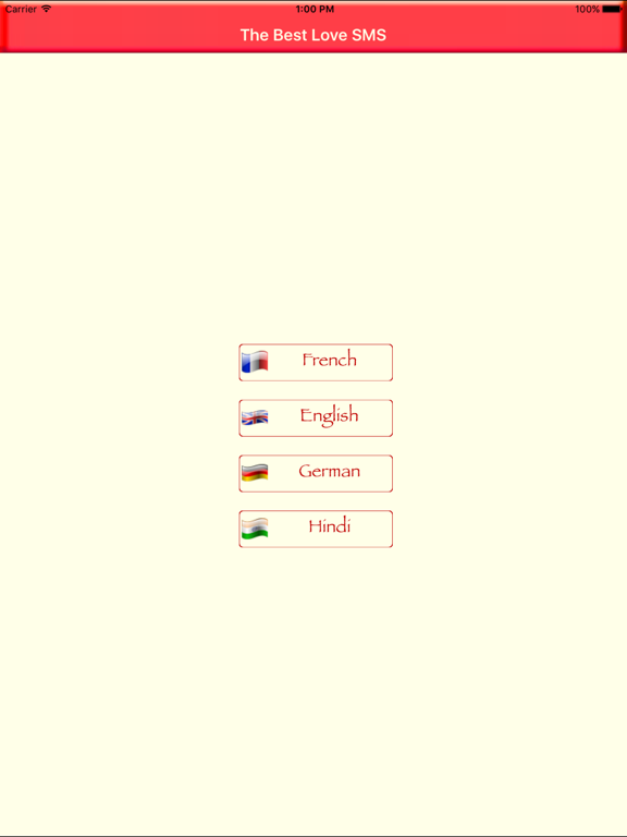 The Best Love SMS iPad screenshot 1 - Lifestyle app