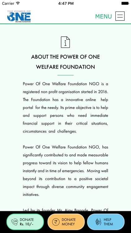 The Power of One - Welfare Foundation