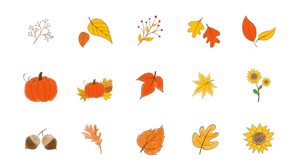 #2. Happy Autumn Hand Drawn Stickers (iOS) Oleh: Hong Anh Khoa