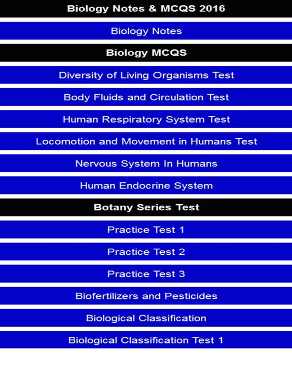 Biology Notes & MCQ iPad screenshot 1 - Education app