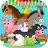 子供のための家畜無料ゲーム：ぬりえを描くとブタ、アヒル、羊を着色することを学ぶために