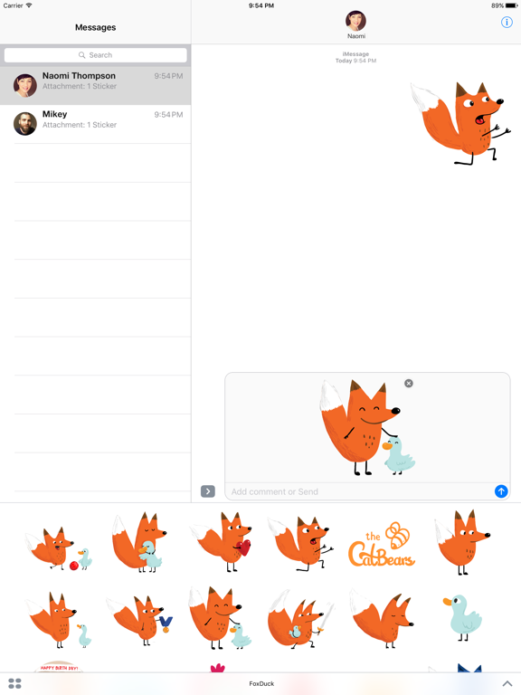 Fox &  Duck by The Catbears iPad screenshot 2 - Stickers app