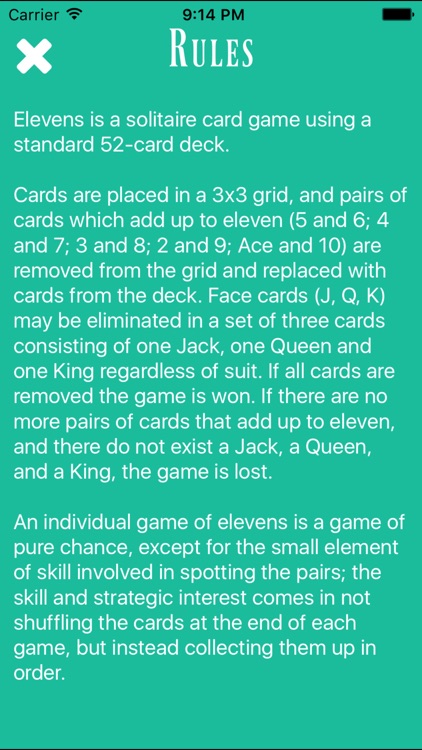 Elevens: A Solitaire Game