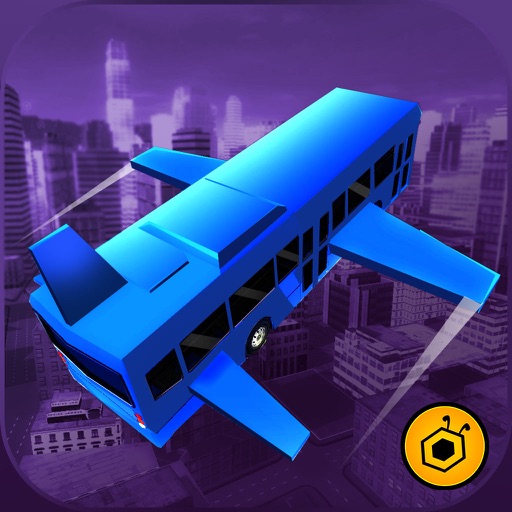 Flying Bus City Stunts Simulator - Collect stars by performing stunts in 3D modern city Icon