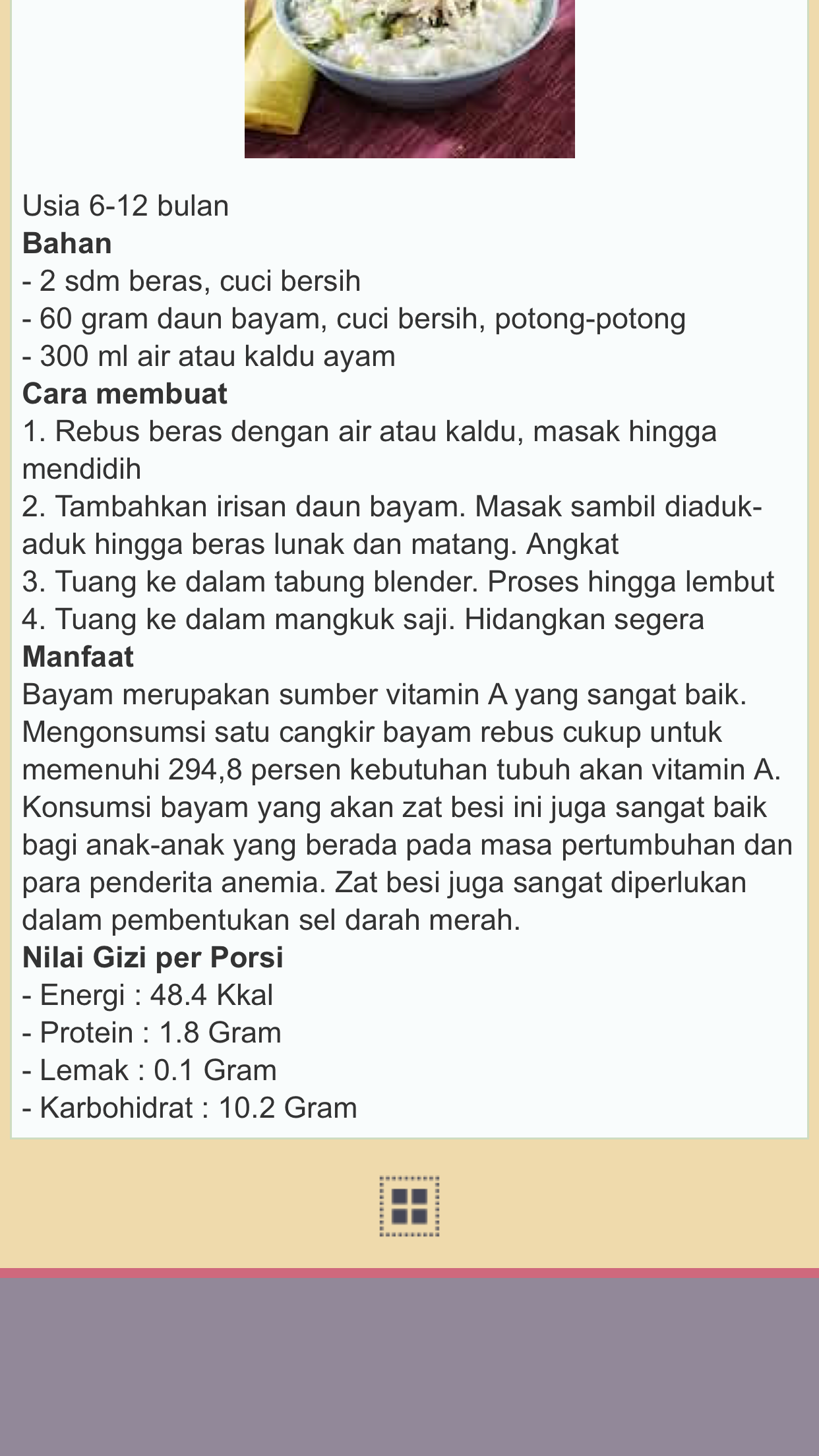 Resep Masakan Bayi