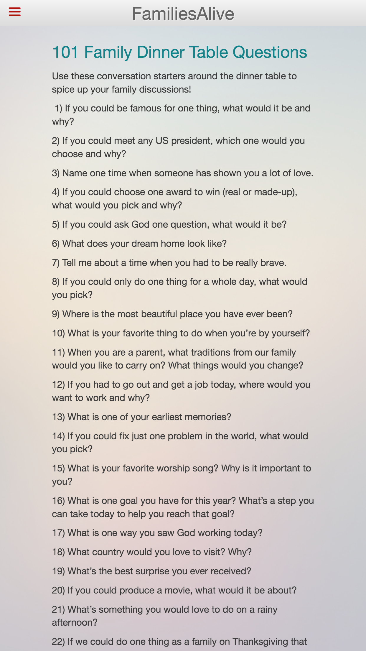 FamiliesAlive | fun & meaningful family devotions screenshot 4
