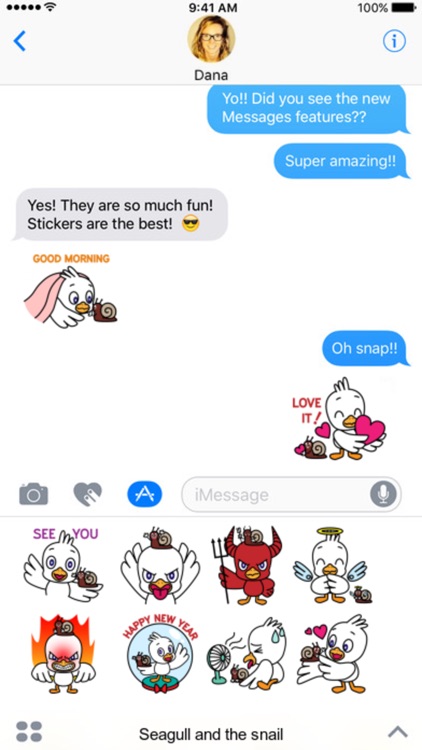 Gull And The Snail stickers by Beardownize