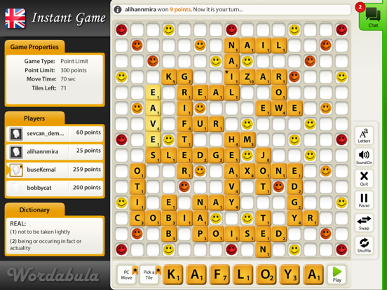 Wordabula Tablet app screenshot