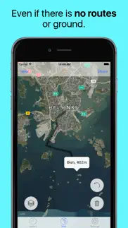 measure distance on map. land iphone screenshot 2