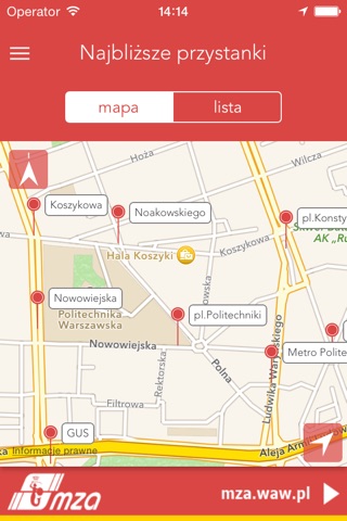 TramBus beta, odjazdy live komunikacji w Warszawie screenshot 2