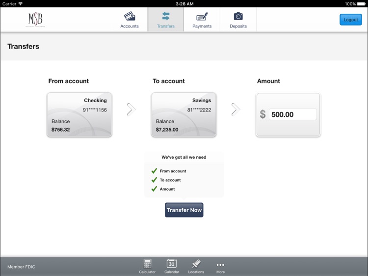 MSB Mobile Banking for iPad screenshot-3