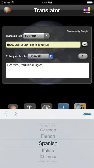 Captura de pantalla de Language Translator en iPhone 5