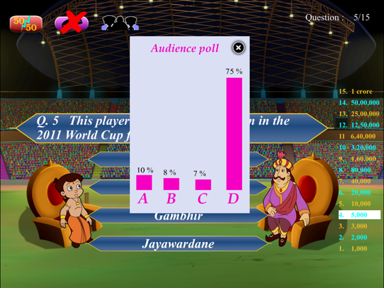 Cricket Quiz with Bheem iPad screenshot 4 - Entertainment app