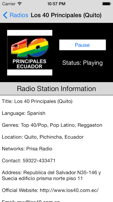 Ecuador Radio Live Player (Quito / Spanish / Equador) screenshot