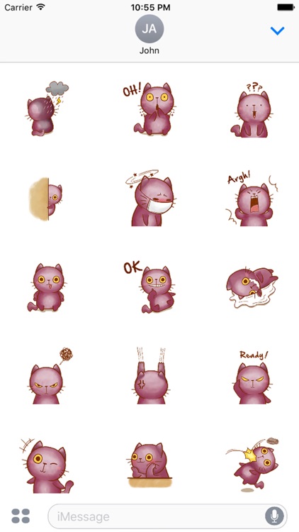 Violet Kitten for iMessage by AMSTICKERS