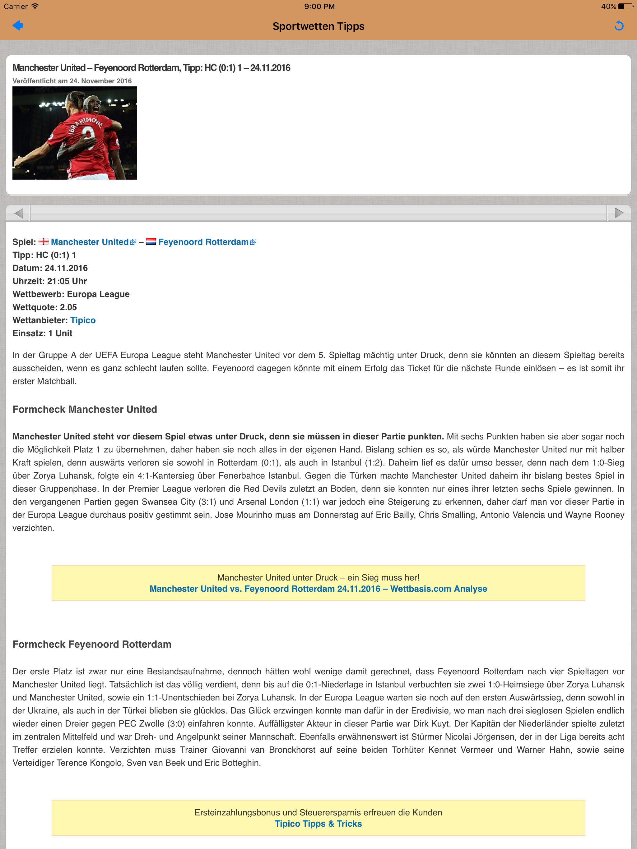 Sportwetten Tipps der Wettbasis screenshot 9