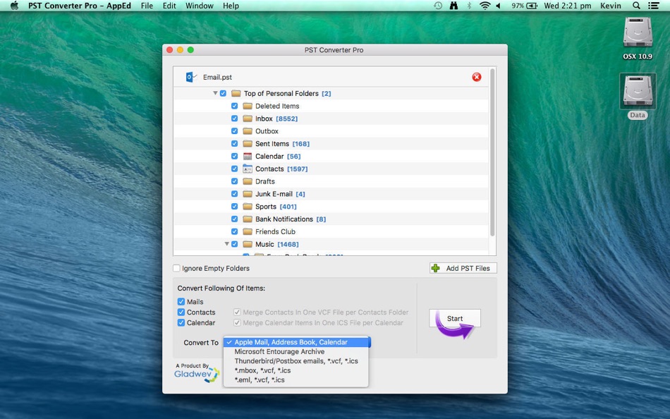 #1. PST Converter Pro - AppEd (macOS) 由: Gladwev Software Private Limited