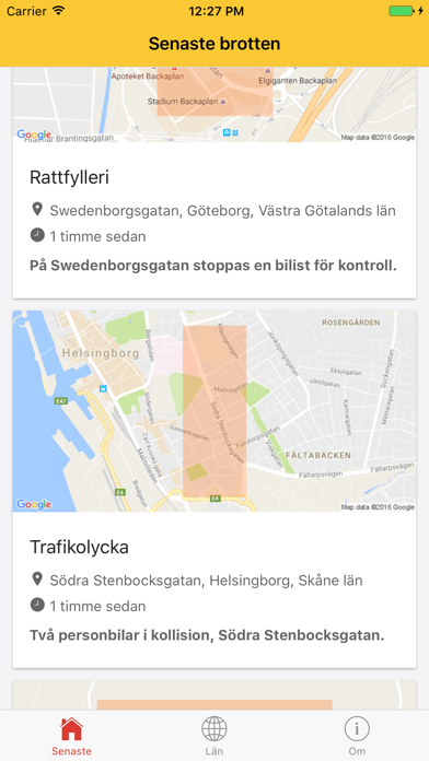 Brottsplatskartan - Händelser från Polisen Screenshot