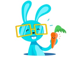 Blubunny is cute blue bunny who has a cute carrot friend