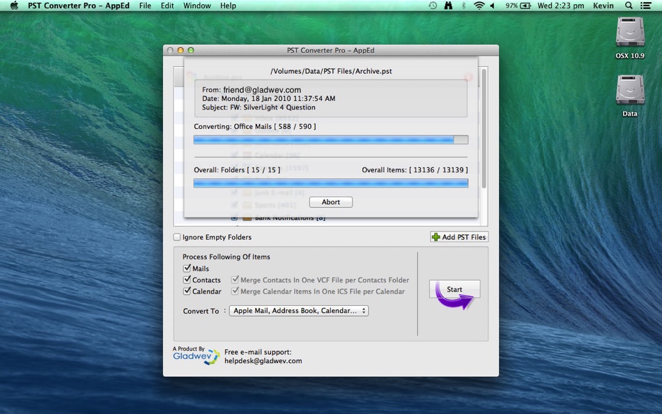 #2. PST Converter Pro - AppEd (macOS) 由: Gladwev Software Private Limited