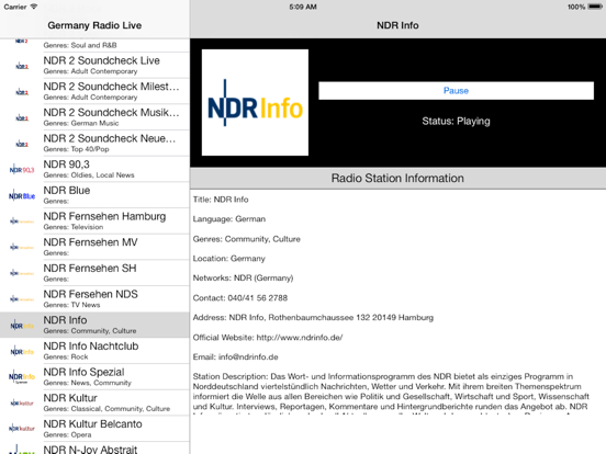 Germany Radio Live (Deutschland - Deutsch / German Radio) iPad screenshot