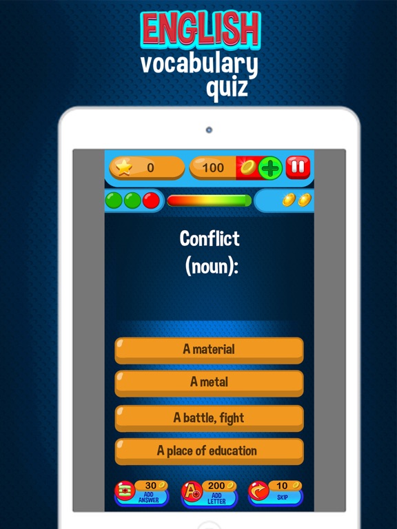 English Vocabulary Quiz – Knowledge Test for Free iPad screenshot