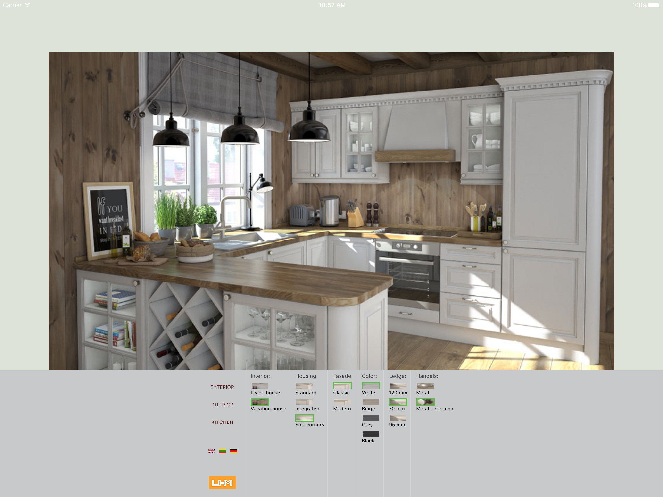 LHM House kitchen configurator screenshot 7