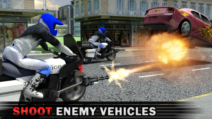 警方自行车巡逻犯罪大通3D枪射击游戏- Police Bike Crime Chase Game screenshot 3